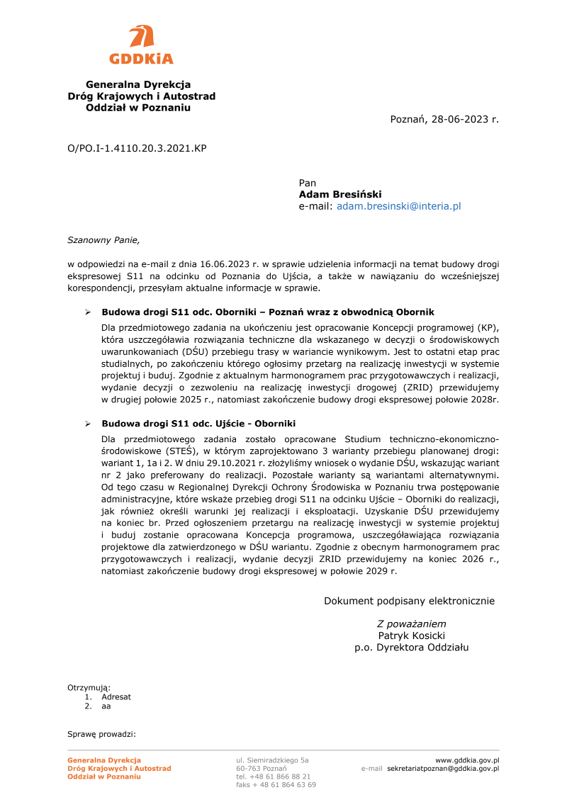 działki przy s11, działki oborniki, budowa s11, działki budowlane przy lesie